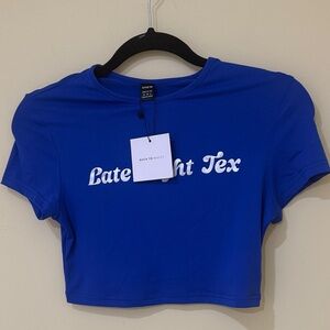 SHEIN Royal Blue Graphic women’s size 6 ( XS -S ) Crop Top